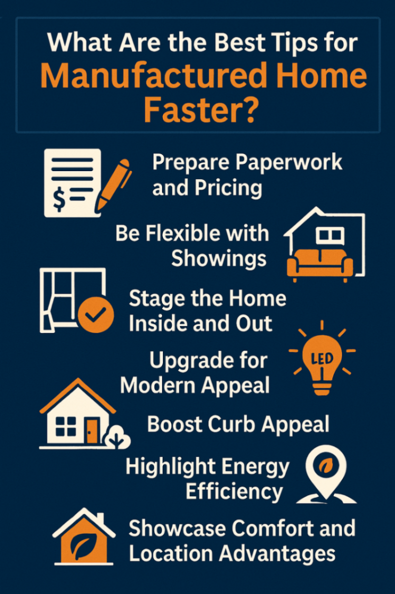 Infographic showcasing best tips to sell your manufactured home