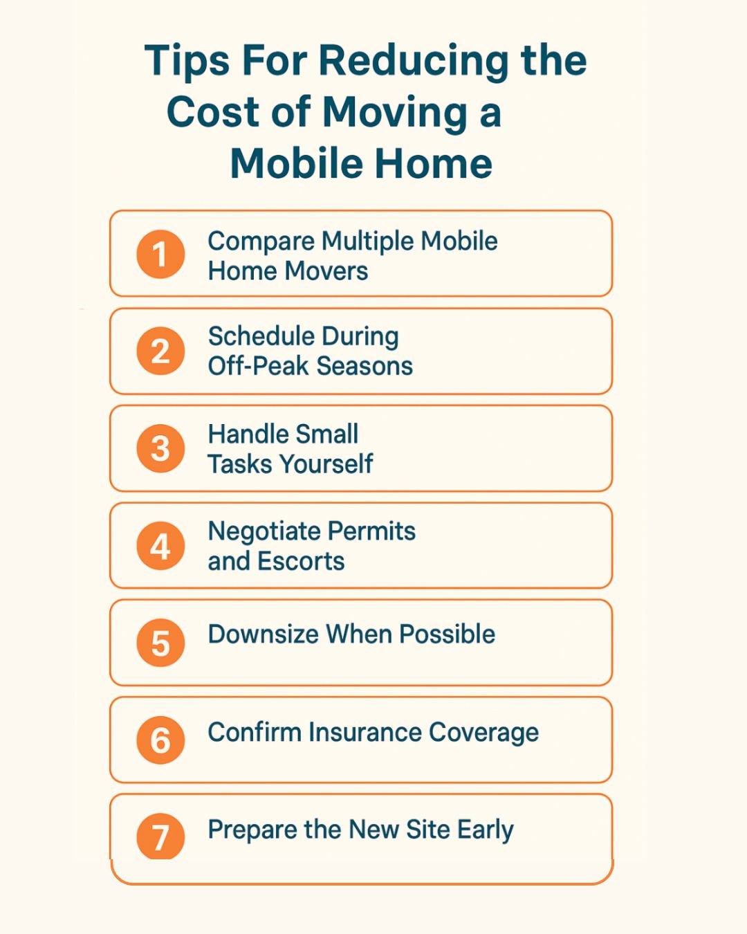 Infographic showcasing tips for reducing cost of moving mobile home