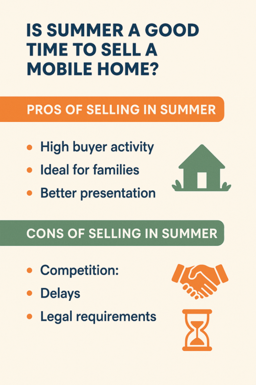 Infographic showcasing why summer is the best time to sell a mobile home