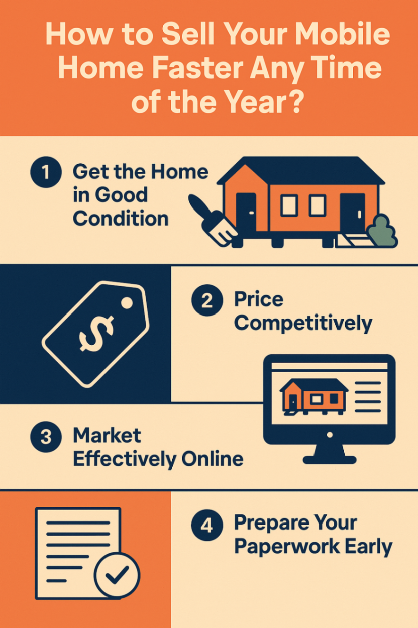 Infographic showcasing the steps to sell mobile home faster