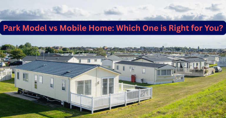 Cover- an off white mobile home in background with text in foreground