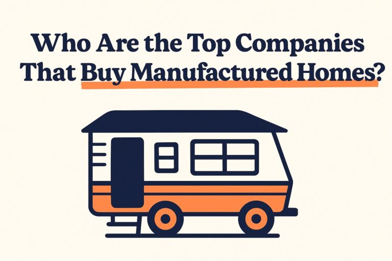 Bold blog cover with a navy-and-orange mobile home illustration