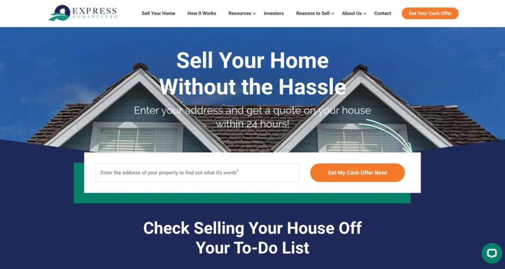 Screenshot of Express Mobile Home Buyers