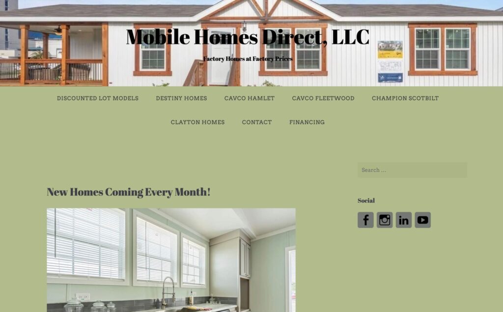 Screenshot of Mobile Homes Direct