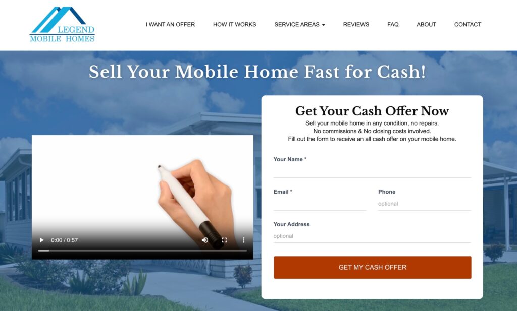 Screenshot of Legend mobile homes